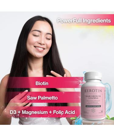 Worldwide Nutrition Kerotin Hair Growth Vitamins - Biotin DHT Blocker Supplement & Key Chain - 60 Count for Natural Hair Strength - Buy Online on SooperMarket.com
