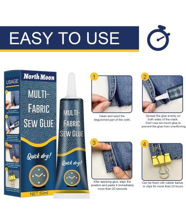 Fabric Repair Glue - Fast Dry Adhesive for Jeans, Pants, Denim, Leather - Washable & Clear - Sewing and Printing - Buy Online on SooperMarket.com