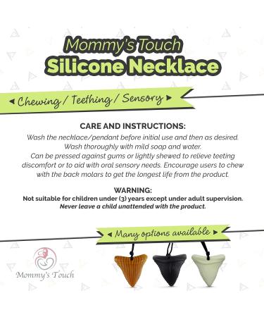 Mommy's Touch Shark Tooth Silicone Teething Necklaces - 3-Pack for Special Needs Kids - Black, White & Wood Design - Buy Online on SooperMarket.com