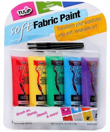 Tulip Soft Fabric Paint Primary 0.9 Ounce (Pack of 5) Multicolor 4 Fl Oz