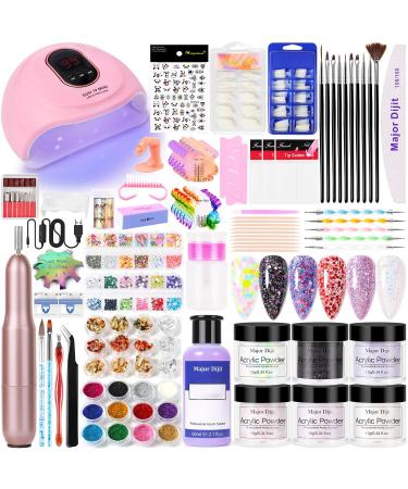 DouborQ Acrylic Nail Kit with Electric Nail Drill Nail Lamp U V Nail Dryer Light Manicure Pen False Nail Tips Starter Set Acrylic Nail Art Supplies for Beginner with Everything (MT20-12)