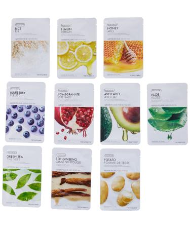 The Face Shop Real Nature Face Mask 10pcs Variatty Bundle | Hydrates & Soothes Skin | Naturally-Derived Mild Formula Without Additives & High Adhesiveness | K Beauty Skincare for Oily & Dry Skin