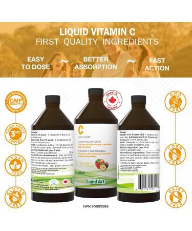 Vitamin C 250ml Immune System Support - Liquid Formula for Maximum Absorption - for Kids and Adults - Great Taste - Vegan - Non-GMO Gluten Free No Sugar Added - Made in Canada (Pack of 2) 250 ml (Pack of 2) - Buy Online on SooperMarket.com