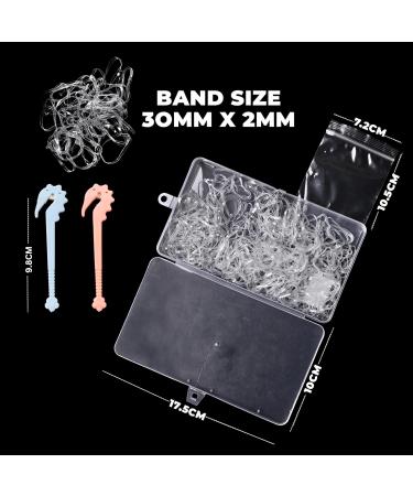 WAMZA 1000 Pcs Clear Small Elastic Hair Bands 2 pcs Elastic Rubber Hair Band Remover Cutter Hair Bobbles With Storage Box Mini/Tiny Clear Hair Elastics Bands/Ties Women and Girl (Clear 1000) - Buy Online on SooperMarket.com