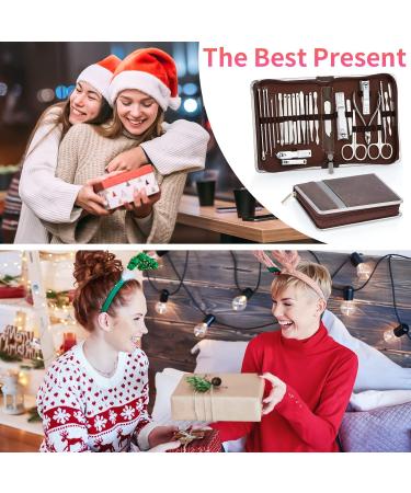 Coolzon 26-Part Professional Nail Clip Set | Stainless Steel Manicure & Pedicure Tools | Advanced Zip Pocket Design - Brown - Buy Online on SooperMarket.com
