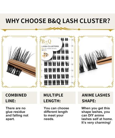 B&Q D Curl Cluster Lashes | 72 Natural Eyelash Clusters for DIY Extensions | Soft Fluffy Individual Clusters | UK-FD-B45-D-8-16MIX - Buy Online on SooperMarket.com