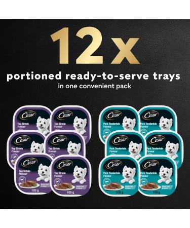 CESAR Classic Loaf in Sauce Adult Wet Dog Food Poultry Selects Variety Pack & Adult Wet Dog Food Classic Loaf in Sauce Entr es - Pork Tenderloin - Top Sirloin 100g Tray (12 Pack) - Buy Online on SooperMarket.com