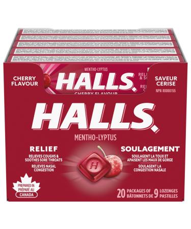 Halls Cherry Cough Drops 9 count 20 Packs