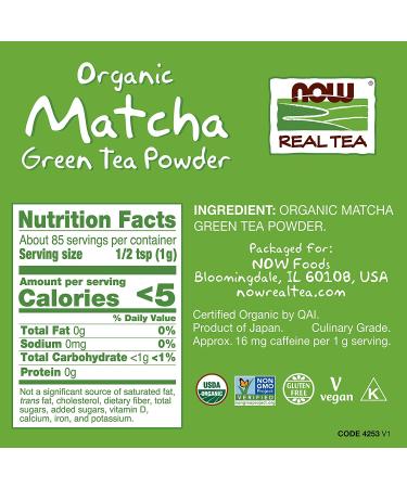 Now Foods Organic Matcha Green Tea Powder 3 oz - Real Tea for Health Benefits - Buy Online on SooperMarket.com