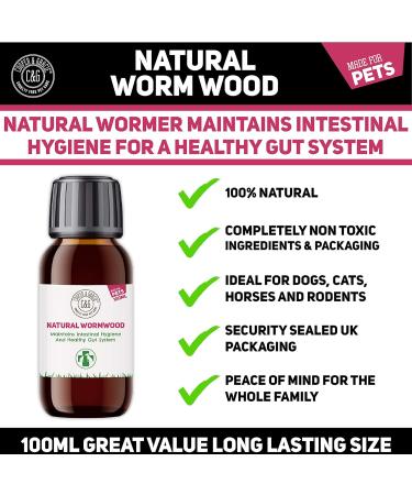 C&G Pets | Natural Worm Wood | Natural Solution For Intestinal Health No Nasty Chemicals | Powerful Colon Cleanse For Dogs Cats Poultry Birds Ferrets Rabbits & Pets - Buy Online on SooperMarket.com