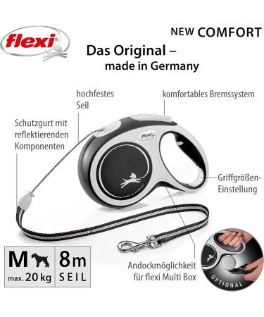 Flexi Comfort Dog Leash - 3-8m 20kg - Roller Leash for Dogs - Black - Buy Online on SooperMarket.com