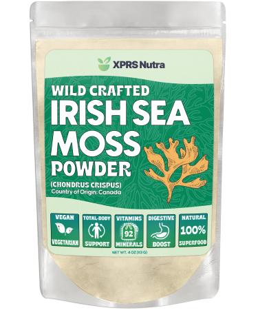 XPRS Nutra Irish Sea Moss Powder (Chondracanthus Chamissoi) - Premium Wildcrafted Seamoss Powder for Glowing Skin - Total Body Health Sea Moss Drink Powder - Vegan Friendly Irish Moss Powder (4 oz) 4 Ounce (Pack of 1)