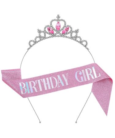 Andibro Glitter Rhinestone Headband Set Pink