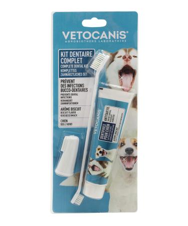 Vetocanis Bio00068 Dental care set for dogs with toothbrush toothpaste and massage brush biscuit flavor 1 piece (1 pack)