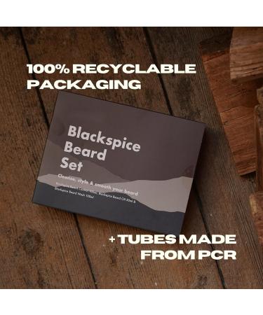 ManCave Blackspice Beard Gift Set - 3 Grooming Essentials for Thicker, Healthier Beard | Vegan-Friendly, Recycled Plastic Tubes | Made in England - Buy Online on SooperMarket.com