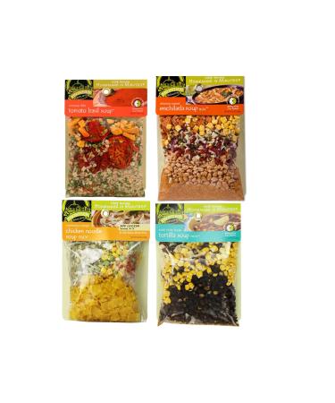 Frontier Soups Homemade in Minutes Variety Pack: (1) Arizona Enchilada, (1) Connecticut Cottage Chicken Noodle, (1) Mississippi Delta Tomato Basil, and (1) South of the Border Tortilla (4 Bags Total)
