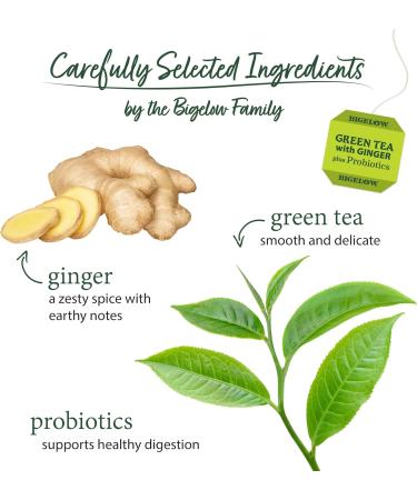 Bigelow Green Tea with Ginger Plus Probiotics 18 Tea Bags - Buy Online on SooperMarket.com
