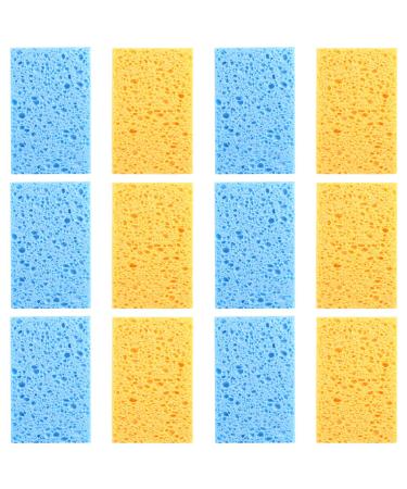 Cabilock 12pcs Scouring Pad Dish Microfiber Cleaning Cloths Kitchen Scrub Brush Bathroom Cleaning Sponge Car Wash Sink Cleaning Sponge Kitchen Cleaning Sponges Absorb Water Wiper Orange Blue 12pcs