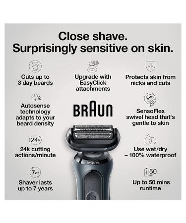 Braun Series 6 6075cc Electric Foil Shaver for Men | Wet & Dry Shave with Beard Trimmer | Clean & Charge SmartCare Center | Rechargeable Waterproof Razor in Black - Includes Leather Travel Case - Buy Online on SooperMarket.com
