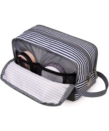 WANDF Water-Resistant Nylon Travel Toiletry Bag | Lightweight Dopp Kit for Men and Women - A-Blue Stripe - Buy Online on SooperMarket.com