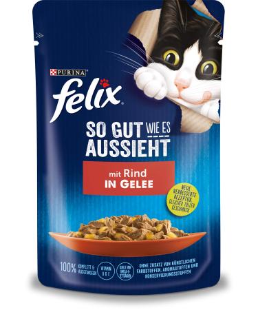 FELIX wet cat food in jelly with beef 24 x 85 gr Beef 85 g (pack of 24)