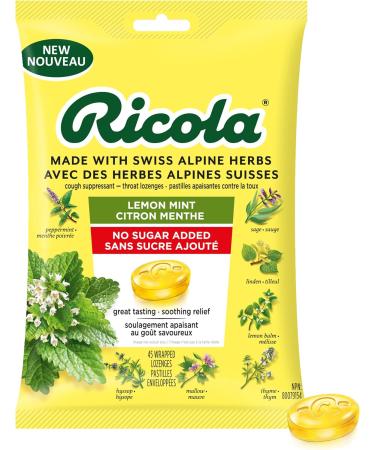Ricola Lemon Mint No Sugar Added Throat Drops & Menthol Centres Cough Drops Lemon Mint + Cough Drops - Buy Online on SooperMarket.com