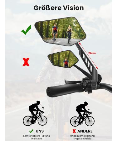 Coicer Left Bike Mirror - Extra Large 360 Adjustable Rear View Mirror for e-Bikes & e-Scooters - Universal Handlebar Compatibility - Buy Online on SooperMarket.com