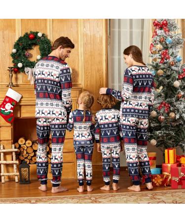 PatPat Family Christmas PJs Matching Sets - Reindeer & Snowflake Patterned Sleepwear for Couples & Kids (8-9 Years) - Royal Blue - Buy Online on SooperMarket.com