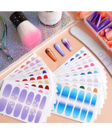 22 Sheets Pure Color Shine Flower Nail Polish Stickers with File - Nail Art Decals for Women & Girls - Buy Online on SooperMarket.com