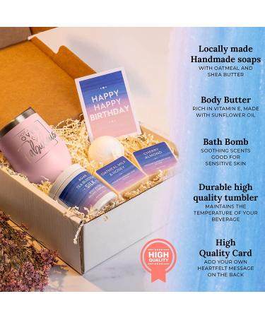 Spa Gift Box for Her - Birthday Gifts Set for Wife, Mom, Sister, Girlfriend - Relaxing Care Package with Blush Tumbler - Happy Birthday 5 Piece Set - Buy Online on SooperMarket.com