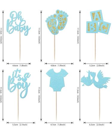 24 Pack Baby Boys Cupcake Toppers It's a Boy Cupcake Toppers Glitter Pacifier Onesie Jumpsuit Bow Gender Reveal Cupcake Picks Welcome Baby Shower Cake Decorations for Baby Boy Birthday Theme Party baby boy Blue 2 - Buy Online on SooperMarket.com
