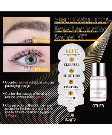 Lash Lift Kit Sachet Eyelash Perm Kit 2 In 1 Lash Brow Lamination Kit Semi-Permanent Eyebrow Eyelash Lifting Curling Perming Professional for Salon DIY at Home by DONG RHYME 1Box-Sachet Design - Buy Online on SooperMarket.com