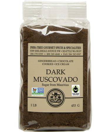 India Tree Dark Muscovado Sugar, 1 Pound (Pack of 6)