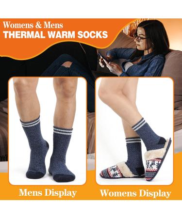 Welwoos 3 Pairs ThermoSocks for Men | Warm Thick Winter Ski Socks | Breathable Outdoor Socks 36-42 | Blue Gray Stripes - Buy Online on SooperMarket.com