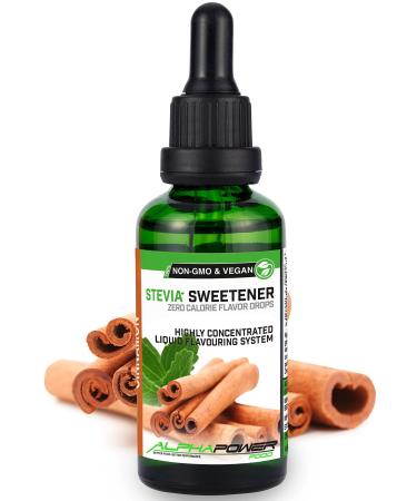 Alphapower Food |Stevia sugar -free flavor drops cinnamon |100% natural liquid aroma + sugar substitute for water muesli desserts smoothies natural cinnamon aroma 50.00 ml