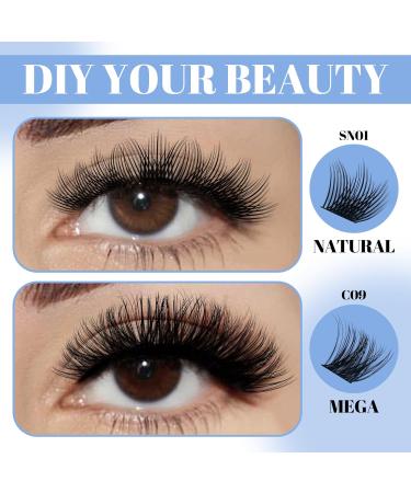 Cluster Eyelash Extensions 120pcs Cluster Lashes Individual Lashes D Curl 0.07mm 8-16mm Mix Ribbon Lashes Wide Stem Natural Lashes DIY Lash Extensions GEMERRY Lashes(C09-D-0.07-8-16mm) 8-16 mix C09 - Buy Online on SooperMarket.com