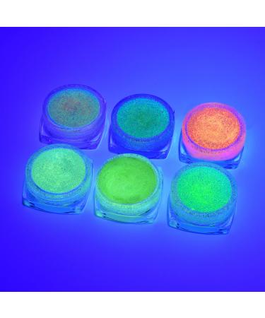 UV Glow Body Face Glitter Gel  6 Colors Luminous Iridescent Chunky Glitter  Self-Adhesive UV Black Light Glitter for Body Face Hair Eyeshadow  Glitter for Carnival Party Halloween Makeup 01 Set A