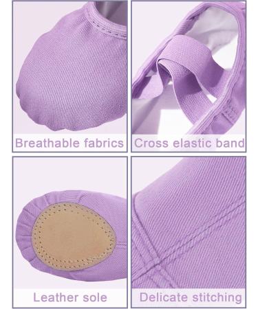 Seaur Girls' Glitter Sequin Satin Ballet Shoes - Leather Sole Dance Shoes for Kids 23-35 EU - Purple D02 Canvas - Buy Online on SooperMarket.com