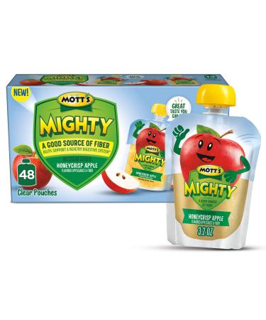 Mott's Mighty Honeycrisp Apple Applesauce,3.2 oz clear pouches (Pack of 48) Honeycrisp Apple 3.2 Ounce Clear Pouches (48 Count)