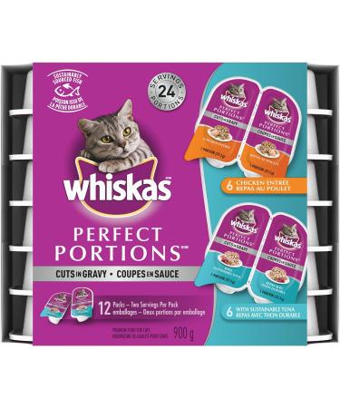 WHISKAS Perfect Portions Meaty Selections Adult Wet Cat Food Pat + Cuts in Gravy Chicken & Tuna (12x75g Trays) - Buy Online on SooperMarket.com