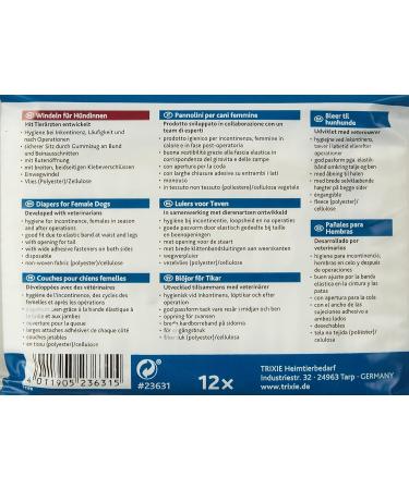 Trixie 23631 Diapers for Dogs - XS-S (20-28 cm) | 12 Pack (2 Packs) - White - International Shipping Available - Buy Online on SooperMarket.com