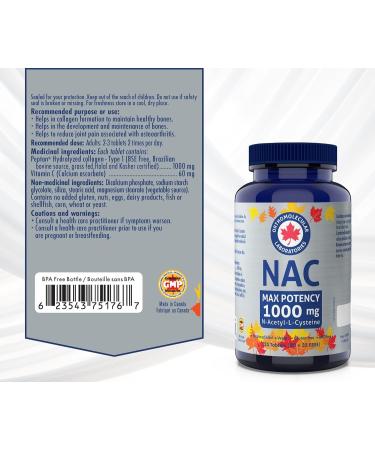Orthomolecular Laboratories - NAC Supplement N-Acetyl-L-Cysteine 1000mg 125 Tablets Max Potency - Liver Health Lung Health and Respiratory Supplements - N-Acetyl Cysteine NAC Glutathione Supplement - Buy Online on SooperMarket.com