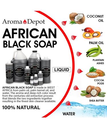 Aroma Depot Raw African Black Soap 1/2 Gallon - 100% Natural for Acne, Eczema, Psoriasis - Handmade from Ghana - Buy Online on SooperMarket.com