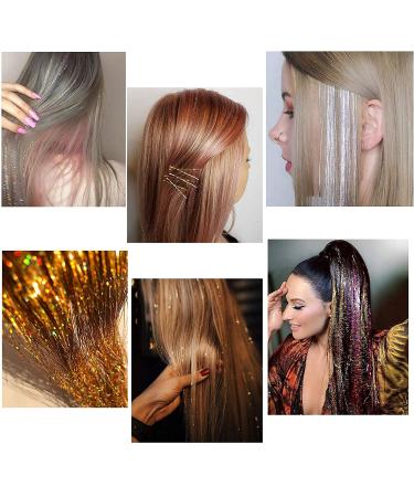 Glitter Hair Tinsel Extensions Kit - 12 Colors, 3200 Strands, 46inches - Fairy Hair Accessories - Buy Online on SooperMarket.com