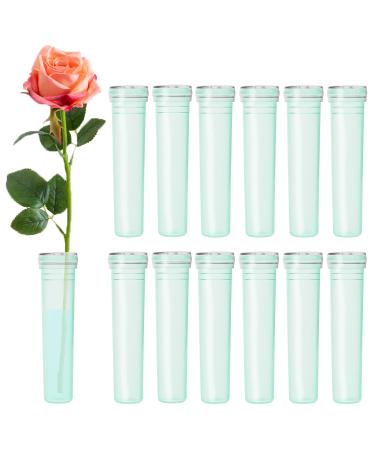 BEADNOVA Flower Water Tubes 2.8 Inch Plastic Water Tubes for Flowers Floral Vials with Caps for Decoration Flower Arrangement (Green  60 Pcs) 60pcs