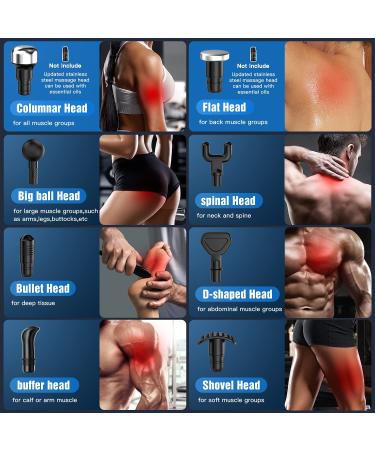 Deep Tissue Massage Gun for Athletes | 20 Speed Muscle Massager with 8 Replacement Heads and Side Screen - Buy Online on SooperMarket.com