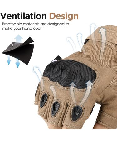Mossy Oak Fingerless Tactical Gloves with Hard Knuckle - Tan, Large - Buy Online on SooperMarket.com