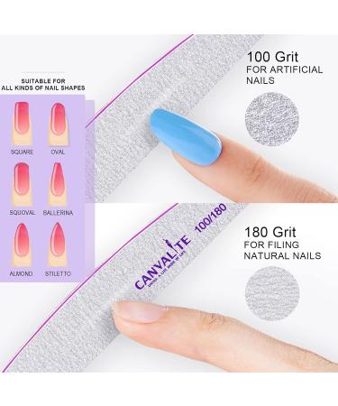 Canvalite 100 Professional Nail Files - Double-Sided Grit 100/180 Acrylic Gel for Manicure & Pet Care - 100PCs Lune - Buy Online on SooperMarket.com