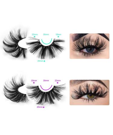 Geeneiya 6D Wispy 25mm Mink False Eyelashes Pack - 2 Styles Mixed | Dramatic Thick Volume Lightweight Fake Lashes - Buy Online on SooperMarket.com