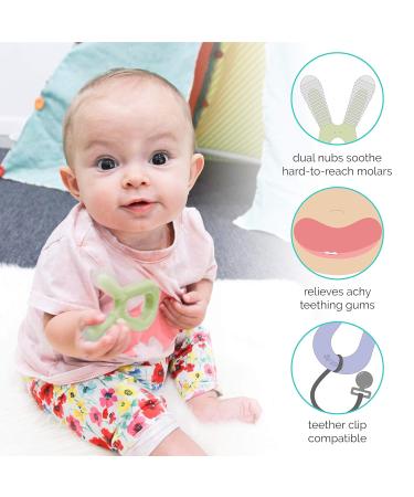 ZoLi Bunny Baby Teething Toy | Molar Teether for Babies | Gum Massaging Relief | BPA-Free | Lilac & Ash Grey (2 Pack) - Buy Online on SooperMarket.com